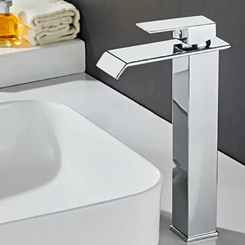 

Faucet Square Square Waterfall Faucet Black Gold Platinum Countertop Basin Washbasin Mixer Tap Bathroom Cabinet Bathroom Faucet