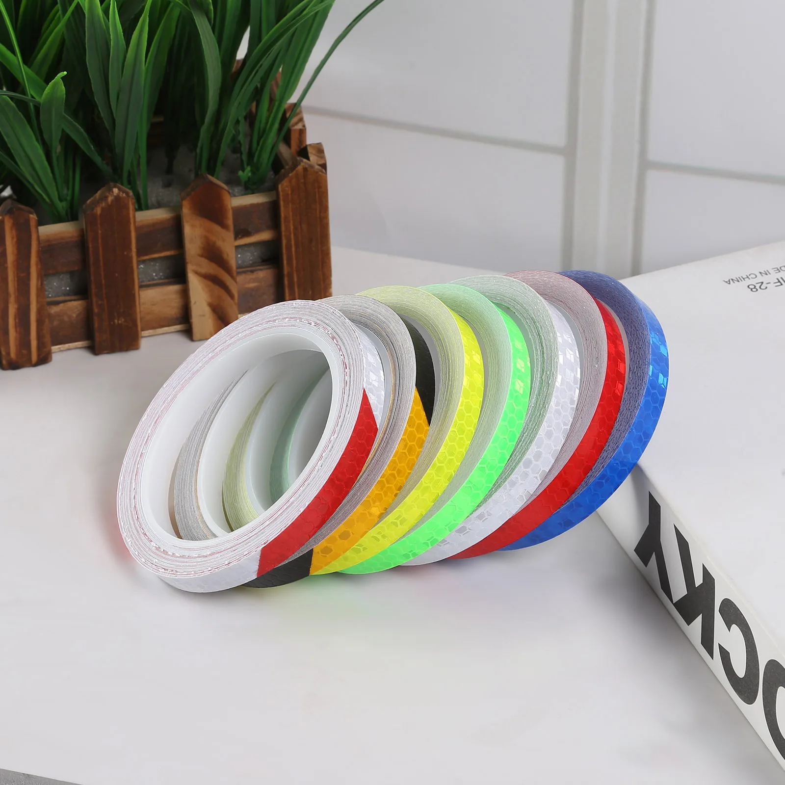 1cmx8m Bike Reflective Stickers Cycling Fluorescent Reflective Tape MTB Bicycle Adhesive Tape Safety Decor Sticker Accessories