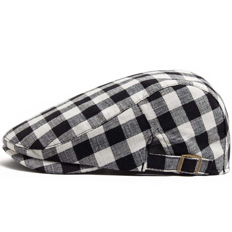 Fashion Plaid Beret Men Women Vintage Visor Flat Cap Spring Autumn Newsboy Hat Casual Female Berets Boina Adjustable casual hat,beret hat,newsboy cap,newsboy hat