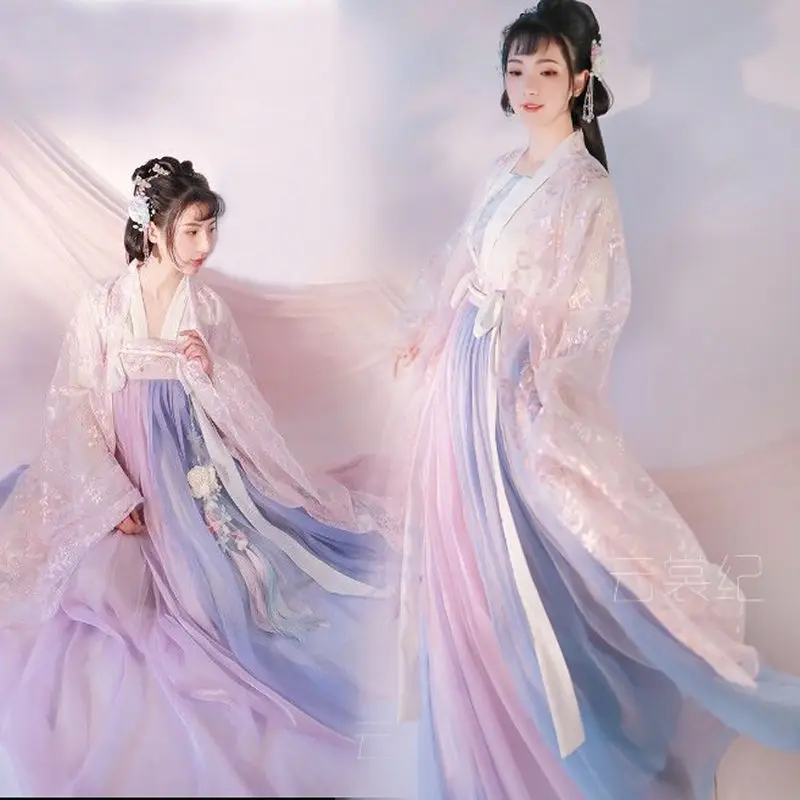 Hanfu Female Chinese Style Ancient Costume Fairy Elegant Skirt Waist Super Fairy Retro Stage Performance Clothing Ancient