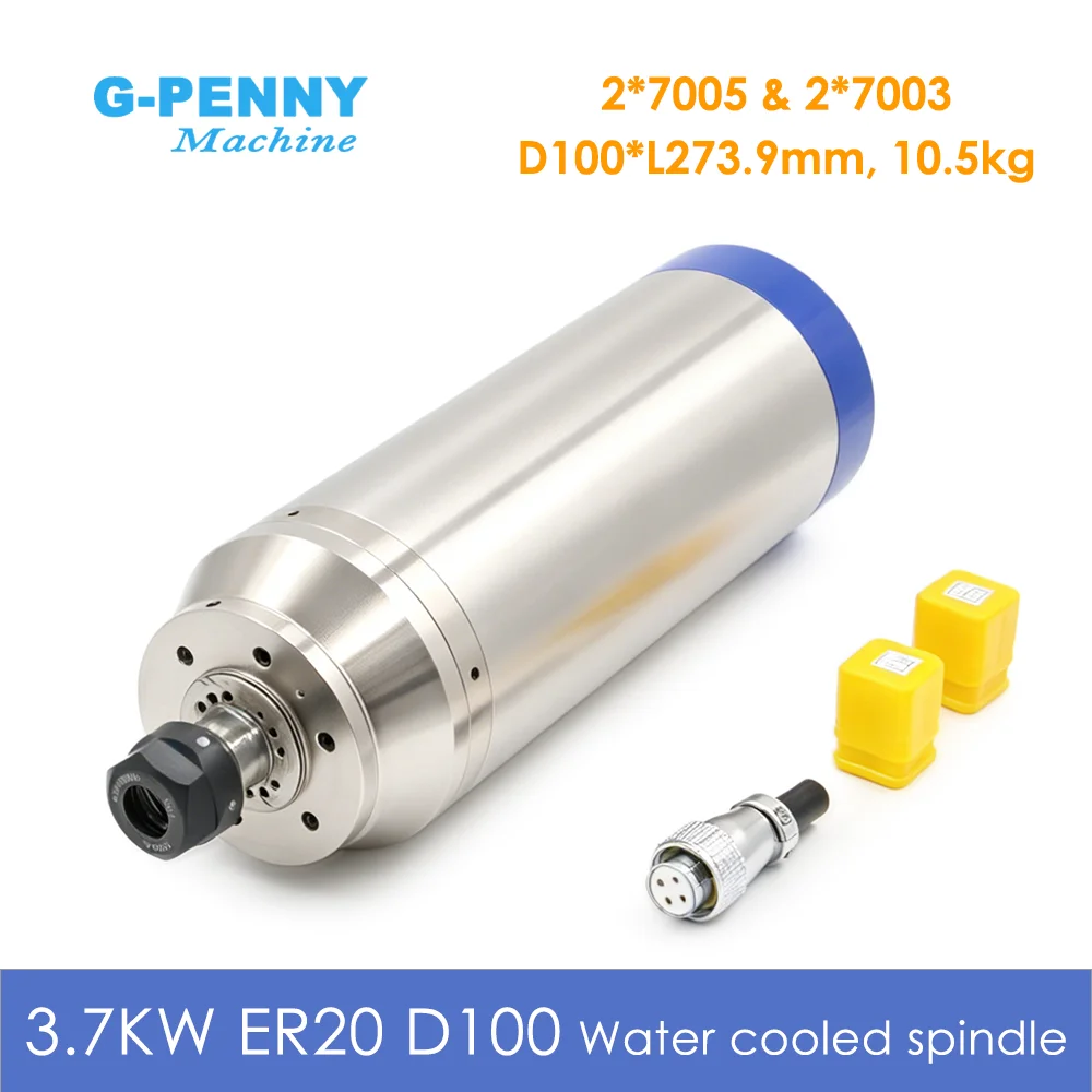 G-Penny 3,7 kW 100 mm wassergekühlter, wasserdichter Spindelmotor, Bullet-Typ, 380 V, CNC-Spindelmotor für Holz- und Steinbearbeitung, Schnitzen und Fräsen