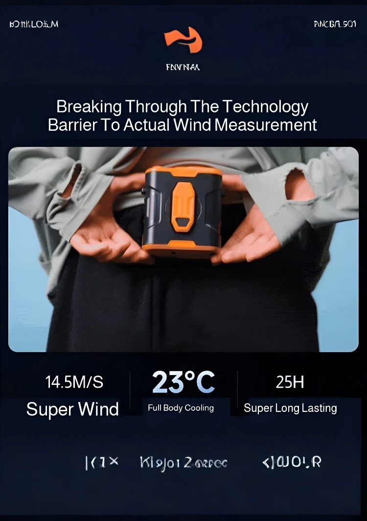 Description Picture 4 of itemRefrigeration Waist Fan Electric Fan Hanging Cooling Down Digital Display Outdoor Site Hanging Fan Rechargeable Neck Hanging Fan