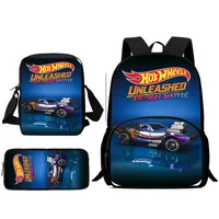 Child Backpacks Cartoon Hot Wheels Cars Shoulder Bag Pencil Case Pupil Large Capacity School Bags for Boys Girls Best Gift