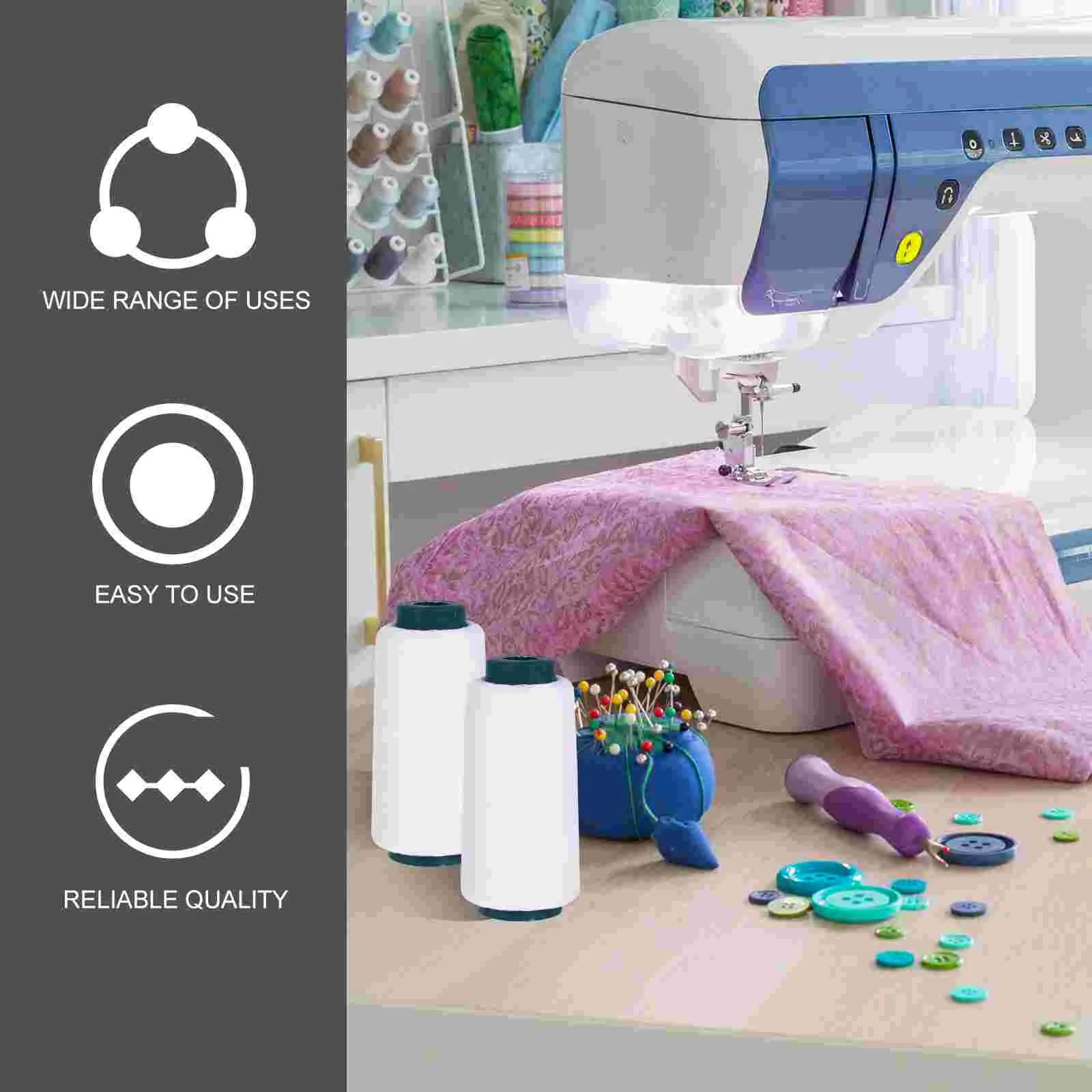 스레드 재봉틀 자수 화이트 폴리에스터 보빈 콘 코튼 Serger 스풀, 실내 장식 구슬 커튼 필수 스풀