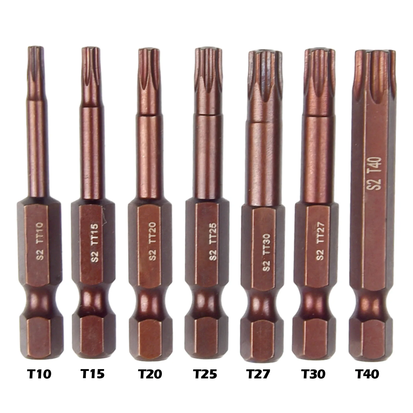 

7pcs 50mm Screwdriver Bit Set T10 T15 T20 T25 T27 T30 T40 Hex Shank Torx Magnetic Screwdriver Bits With Hole Screw Driver