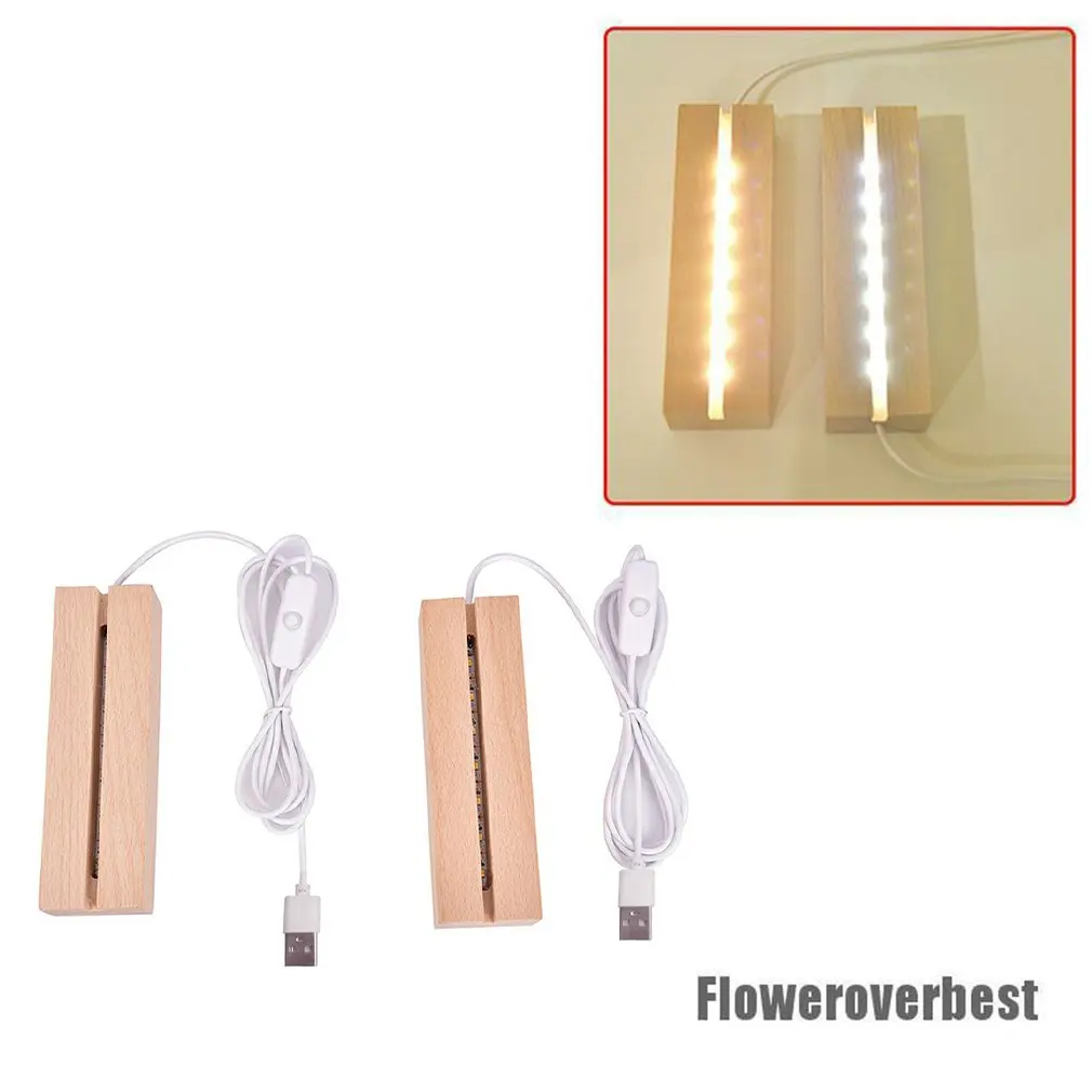 Hot Creative Transparent USB Acrylic Daily Note Board Message Memo Board With Wood Stand Holder LED Lamp Writing Pad Reminder