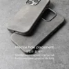 YMW Scars Crazy Horse Genuine Leather Case for iPhone 16 Pro Max 15 14 13 Mini Magnetic PULL-UP Frosty Cowhide Phone Cover 6