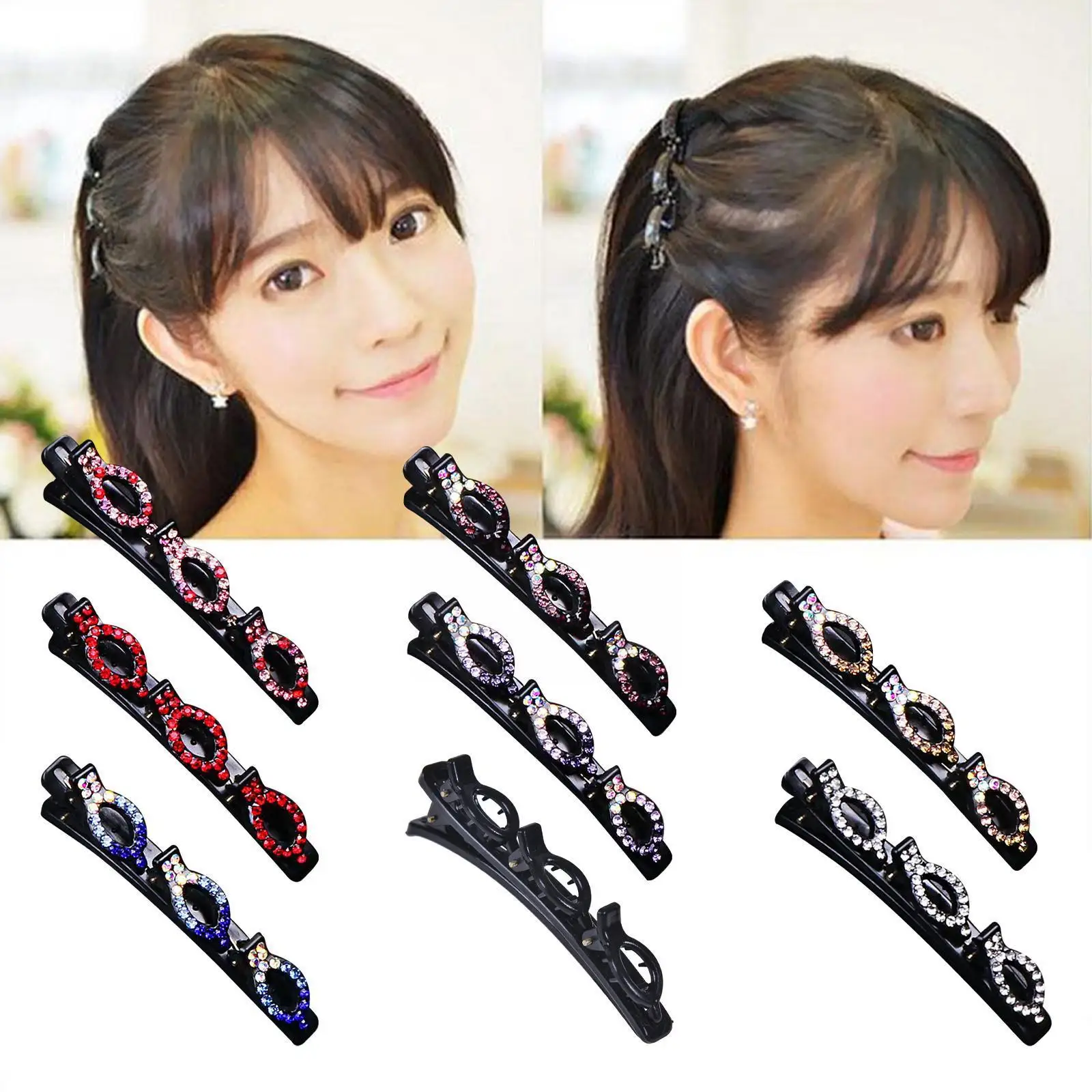 

Sparkling Crystal Stone Braided Hollow Hair Clips 3 Girls Women Bangs Barrettes Accessories Headwear Cells Hairpins Braided