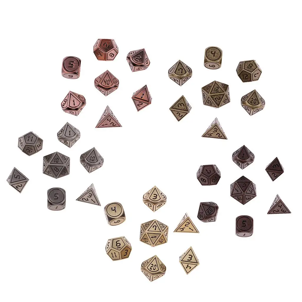 RPG Dice Set 7 Pieces Metal Polyhedral Dice Zinc Alloy Game Dice for Dungeon and Dragons Party Play RPG Dice Set 7 Pieces Metal Polyhedral Dice Zinc Alloy Game Dice for Dungeon and Dragons Party Play