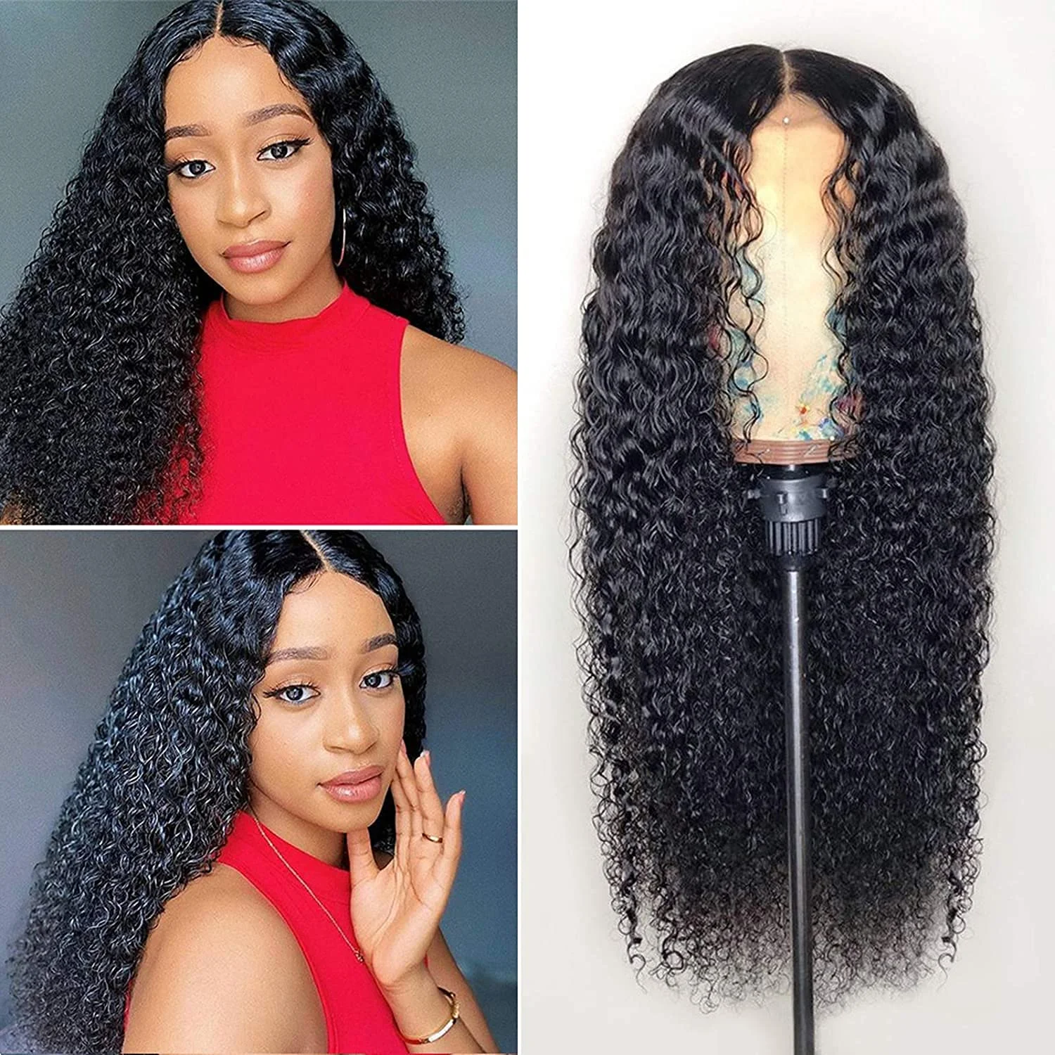 Brazilian Hair Jerry Curly 13x4 Lace Front Wig Human Hair Wigs Natural Color Free Part Transparent Lace Closure Wigs For Women images - 6