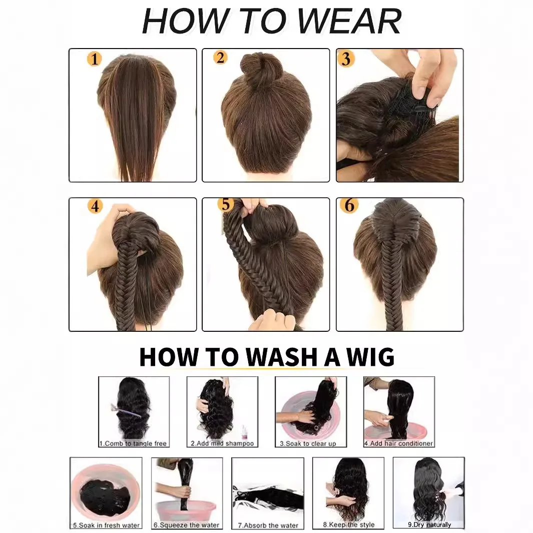24-inch synthetic drawstring fishbone braided ponytail wig women drawstring ponytail clip hair extension braided wig