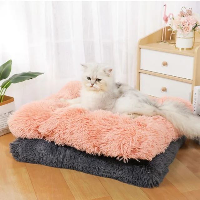 1PC 60x40cm Soft Dog Bed Washable Plush Pet Bed Anti Anxiety Warm Cushion Indoor Living Room Sleeping Mat Comfoetable Cat Mat