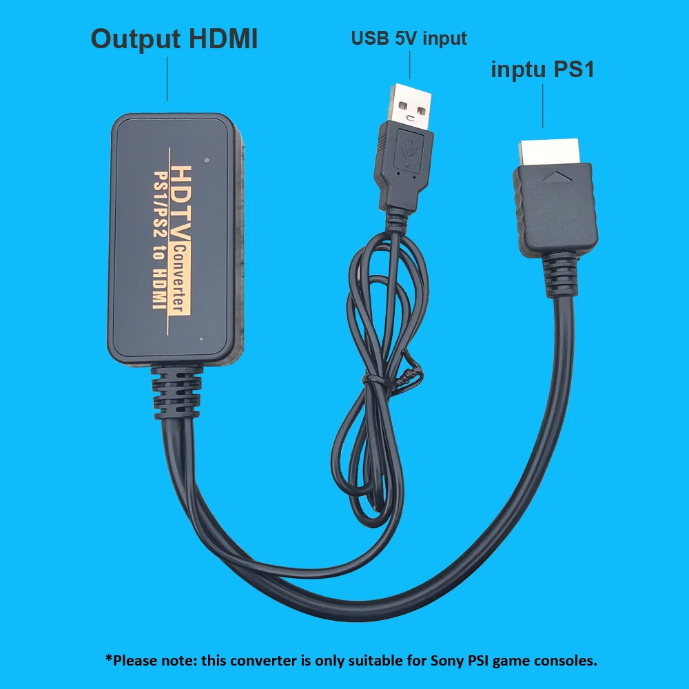 PS1 용 HD 어댑터, 보다 안정적인 전원 공급 지지대, 5V USB 지원, PSIO HD용