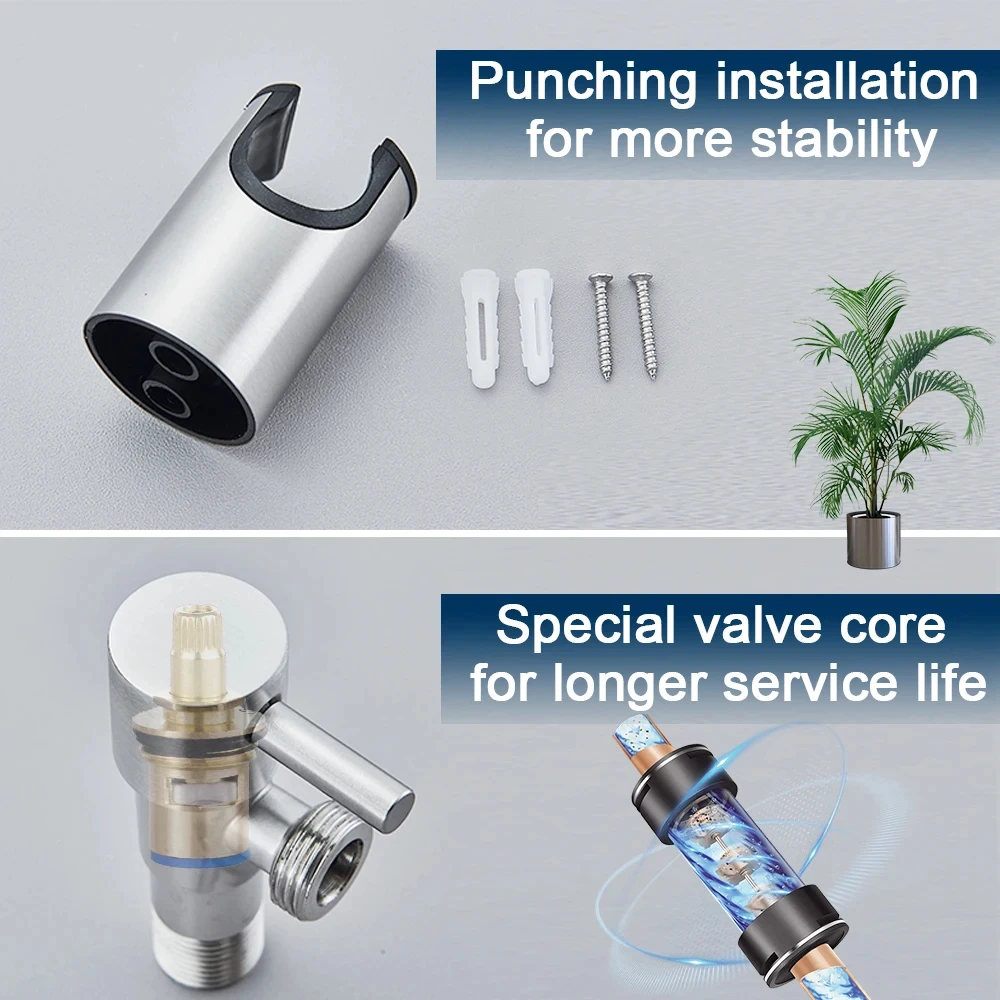 Black Single Cold Water Toilet Bidet Sprayer Faucet Bathroom Stainless Steel 304 Nickel Shower Bidet Wall Mounted Woman Cleaner