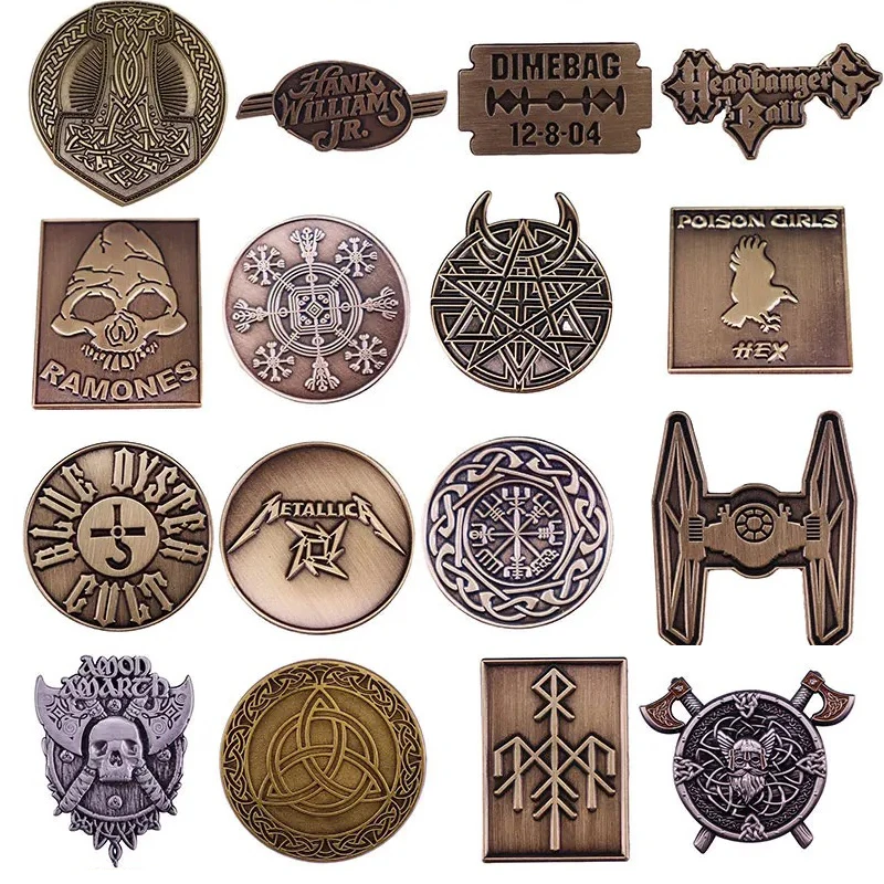 

Backpack Jeans Enamel Brooch Fashion Jewelry Gifts Hard Metal Alloy Cartoon Badges Viking Skull Axes Anime Lapel Pin
