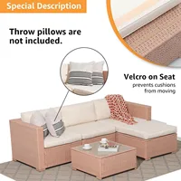 5-Piece Creamy White PE Wicker Outdoor Patio Furniture Set with Cushions – Balcony, Garden, or Patio - Image 6