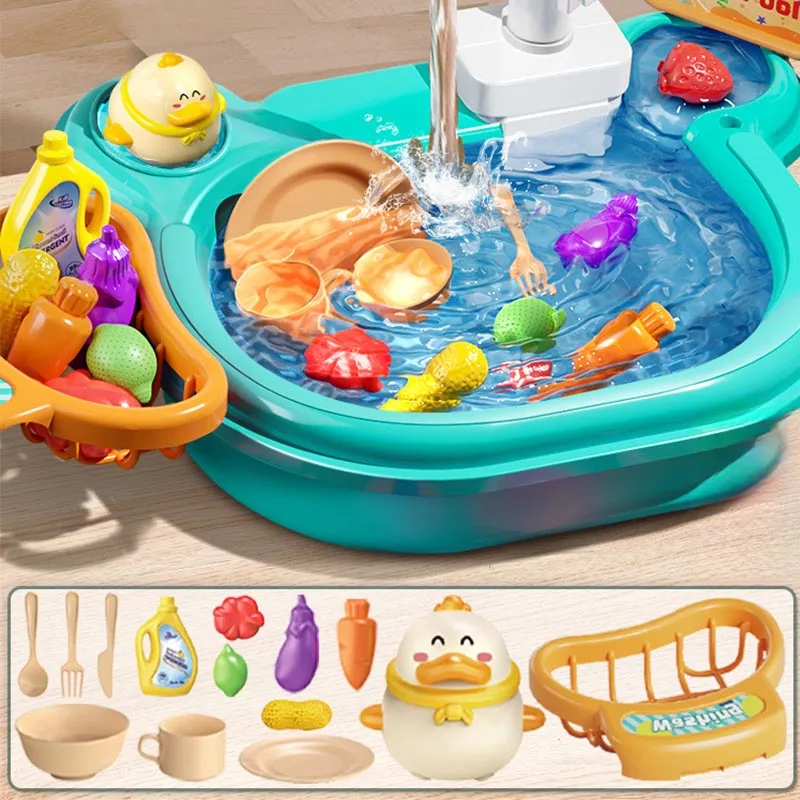 Kids Electric Dishwasher Household Kitchen Children's Kitchen Wash Basin Sink Kids Kitchen Set Toy For Boys Girls Kids Gifts 5