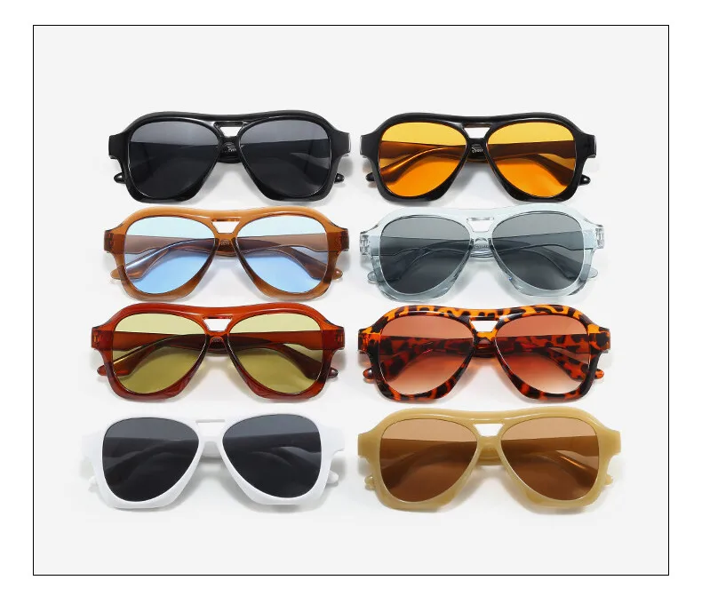Retro Pilot Sonnenbrille Frauen Beliebte Quadratische Sonnenschutz Sonnenbrille Männer Trend Vintage Gafas De Sol UV400 # 303983 – Detail 2