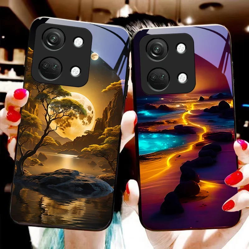 Shining Stone Light Black Tempered Glass Phone Case - Durable Hardshell Protection
