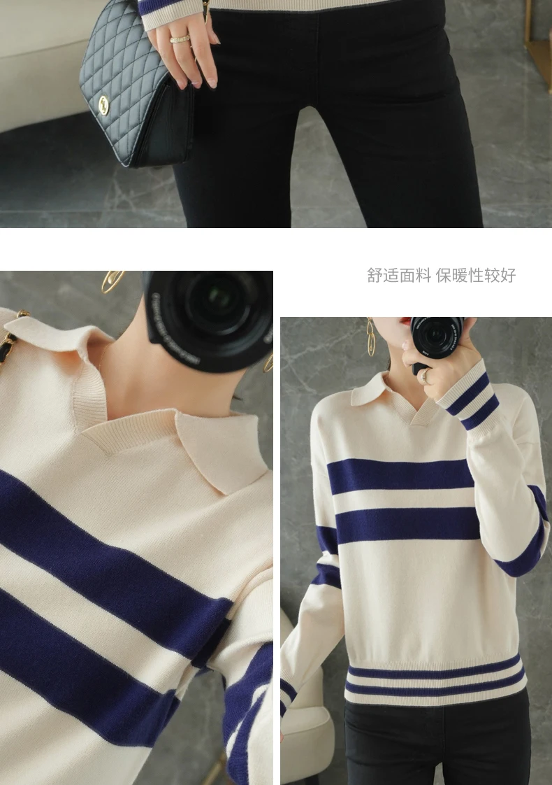 short sleeve cardigan 2020 New Autumn / Winter Cashmere Wool Blended Pullover Women's Long Sleeve Lapel Sweater Knitted Warm Polo Shirt Sweater argyle sweater