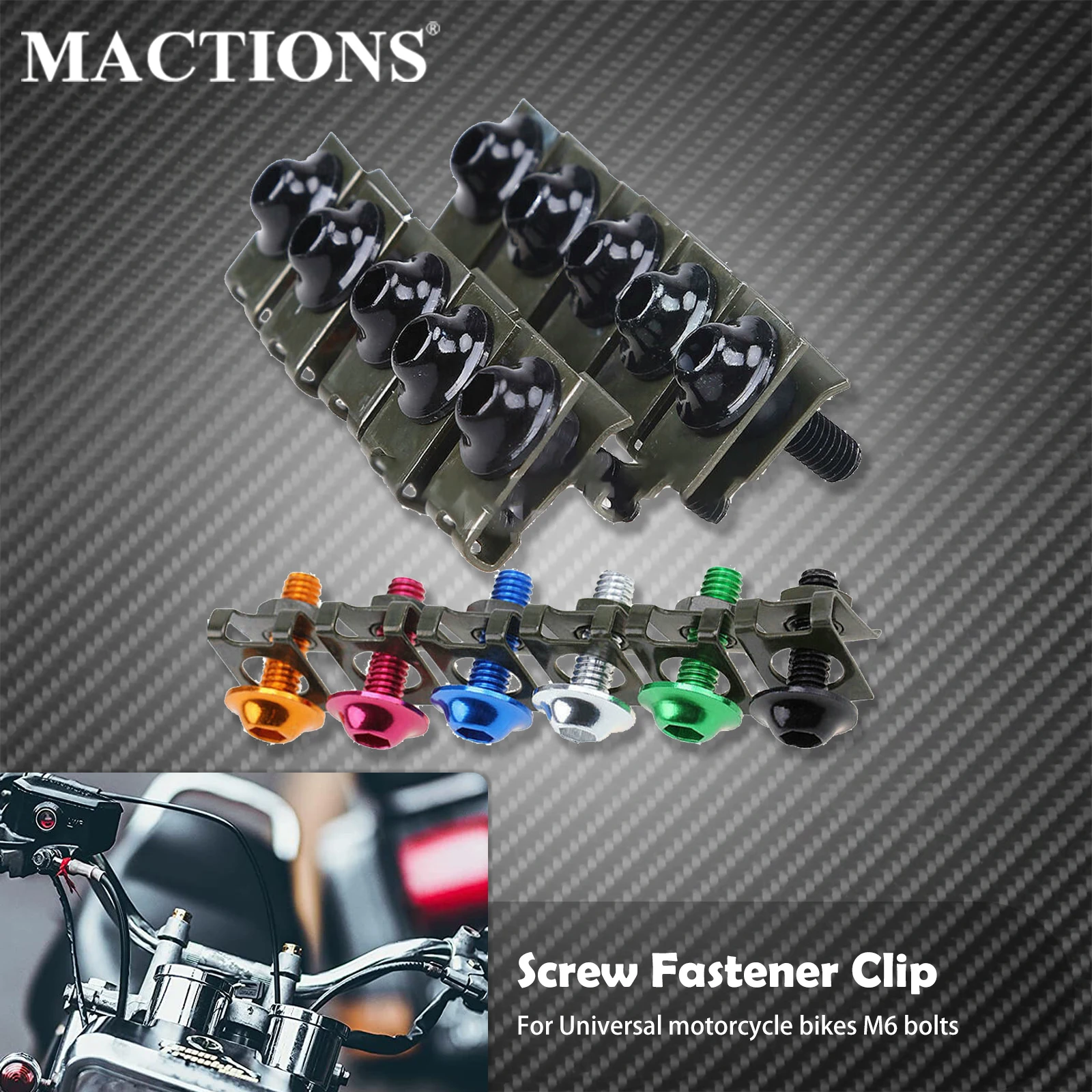 MACTIONS 10x 6mm Universal Motorcycle Fairing Body Bolts Scooter Nuts Bolts M6 Spire Speed Fastener Clips Screw Spring Nut
