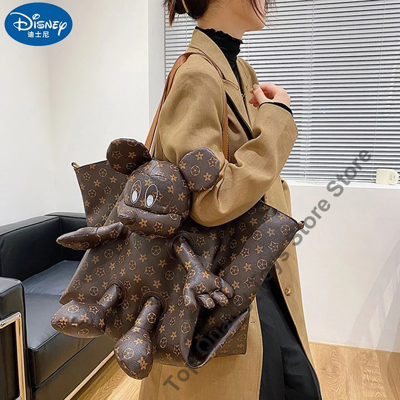 

Сумка на плечо для девочек Disney, модная трендовая дамская сумочка с леопардовым принтом Микки Мауса, подарок на Рождество для девушки