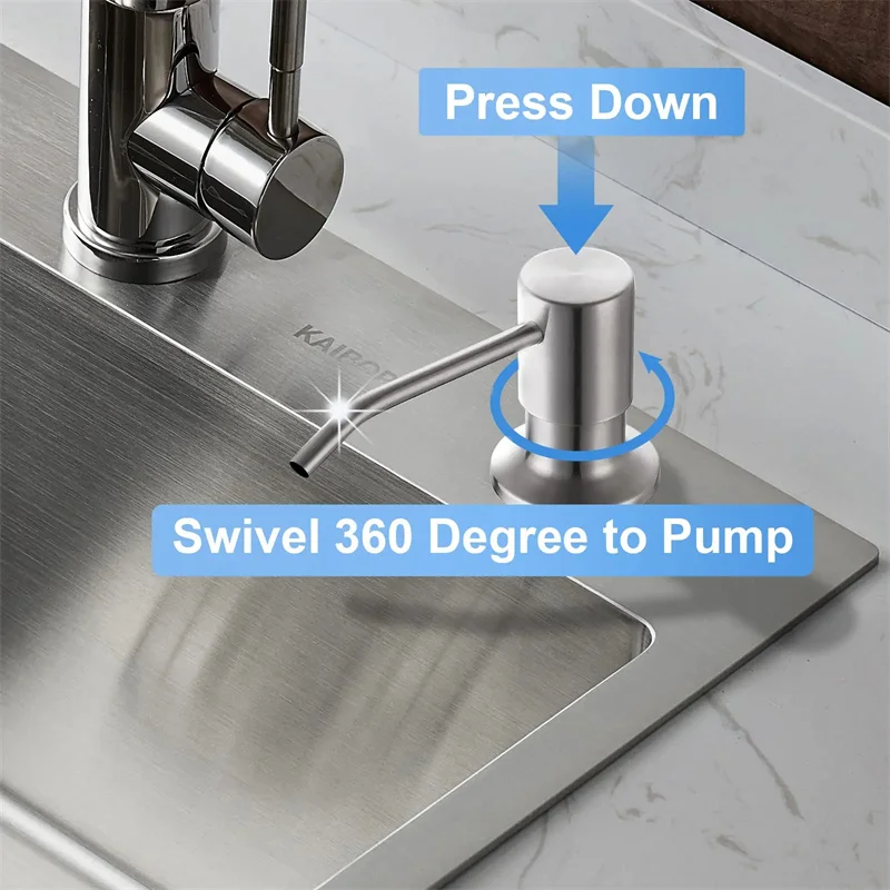 500ML Liquid Soap Bottle Sink Mount Stainless Steel Hand Pressure Soap Dispenser Bottle Kitchen Sink Liquid Soap Dispenser Pum 2