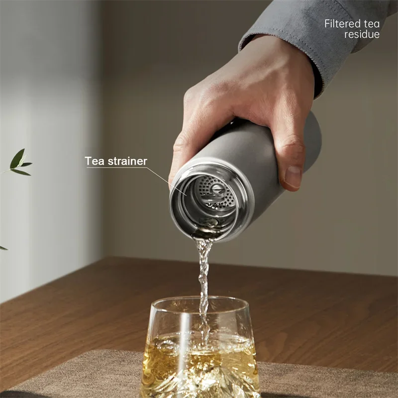 كوب ترمس تيتانيوم 450مل مصفاة شاي