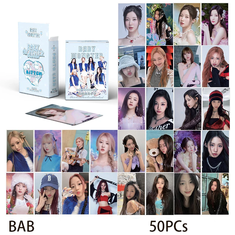 Kpop 50 Pz/Set Babymonster Album Lomo Card Ahyeon Haram Rora Pharita Chiquita Ruka Asa Girl Collection Cartolina Regalo Carta Fotografica