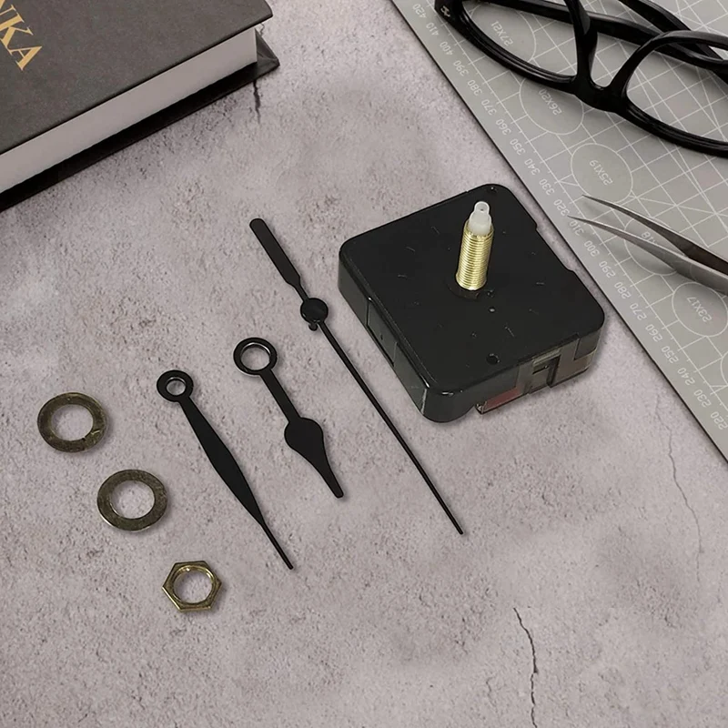 1Set Clock Movements DIY Wall Clock Battery Operated Mechanism Matching Parts And Pointers Shaft Length 22Mm Black clock replacement parts clock movement