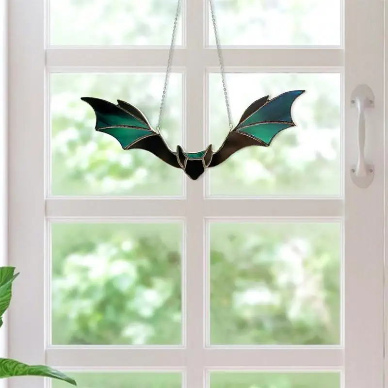 Bat Stained Glass Window Hanging Acrilico Wall Art Decoration Party Festival Colorful Bat House Arrangiation Puntelli