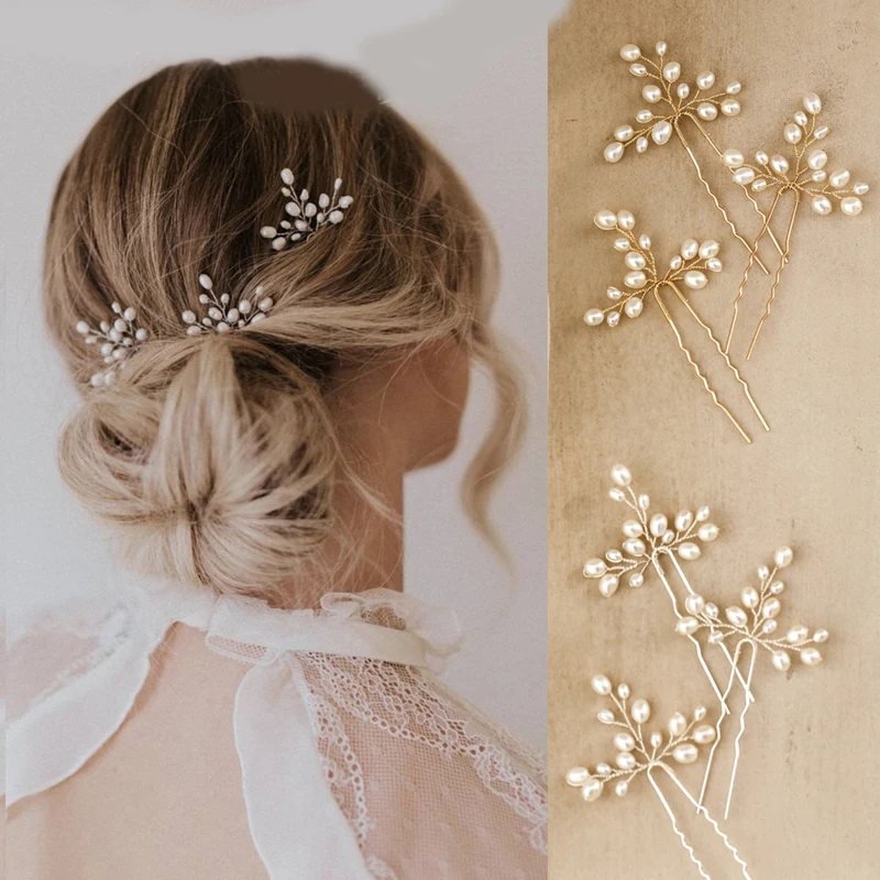 Handmade Simple Bride Hair Pin Pearl Vine Hairpin For Women Wedding Party Cute Hair Accessories Silver Gold Color