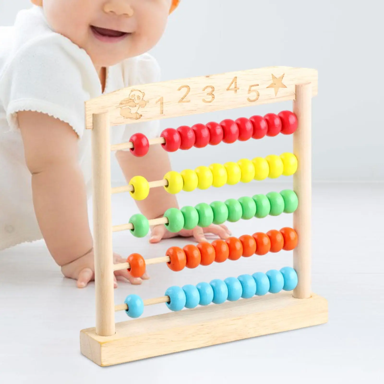 Educational Abacus for Kids with Colorful Beads Math Manipulative Wooden Counting Frame for Kindergarten Kids Baby Preschool