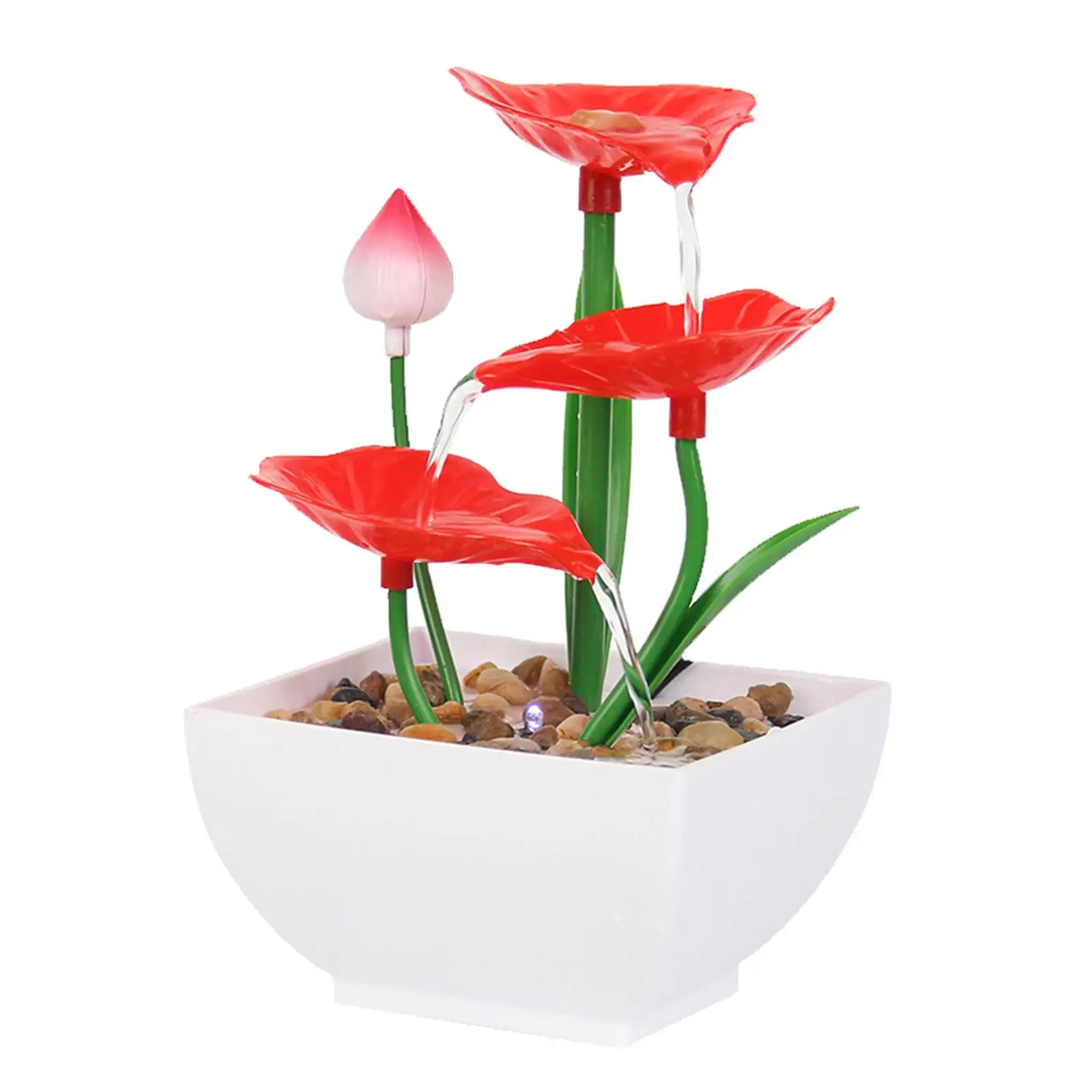 Tiered Desktop Water Fountain Indoor Waterfall Fountains with Scene Light