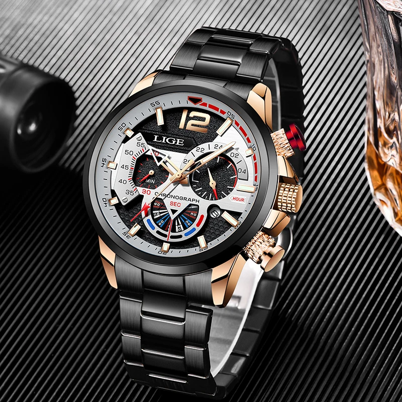 Chronograph Men Watch For Men Sport Casual Stainless Steel Luminous Wrist Watches for Male Creative Quartz Clock_voghion.com