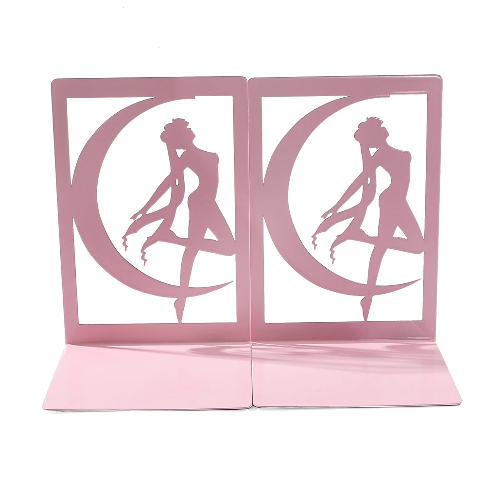 Pink Girl Bookends Non-slip Bookcase Heavy Duty Iron Bookcase Desktop Desktop Organiser Anime Fan Gift 2Pcs book organizer,book holder,book stand,book terminal