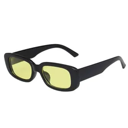 Chic Vintage - Inspired Green Square Sunglasses with UV400 Protection (Black yellow)