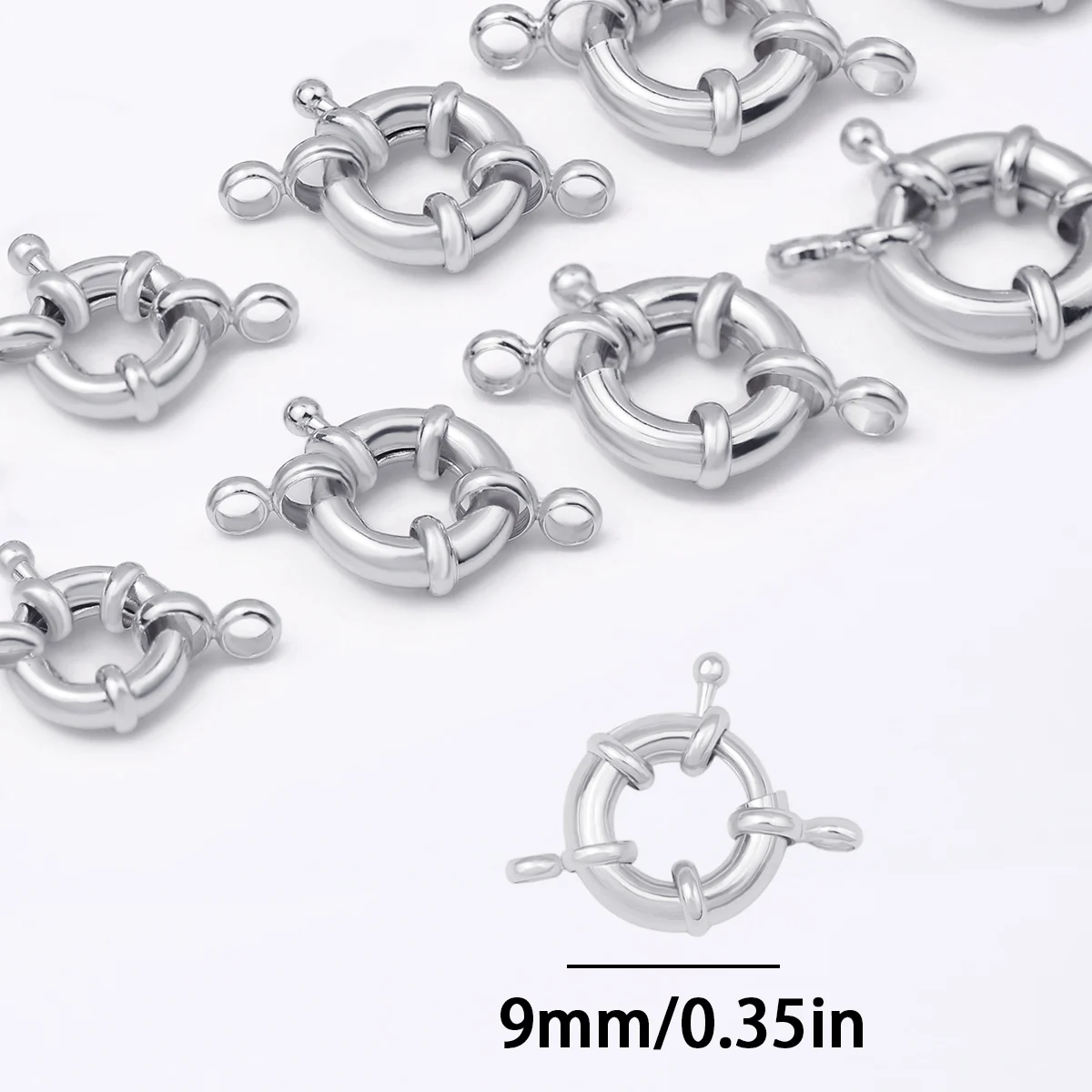 Elegant White & Gold Round Spring Clasp Hooks