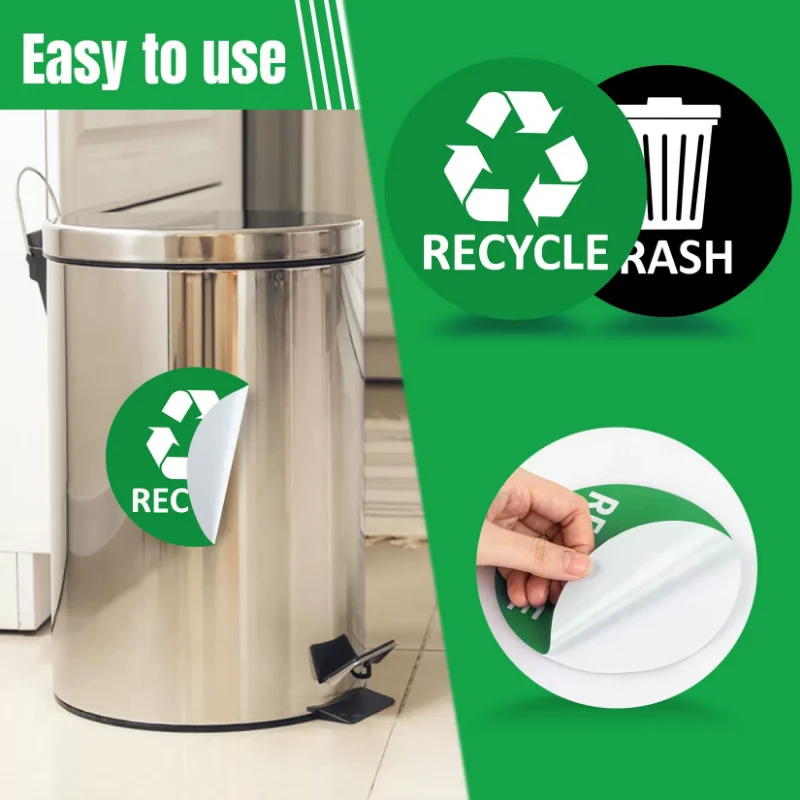 3pcs-set 12.7cm Bin Stickers Recycle Trash Sticker Modern Logo Symbol to Organize Trash cans Garbage containers Walls