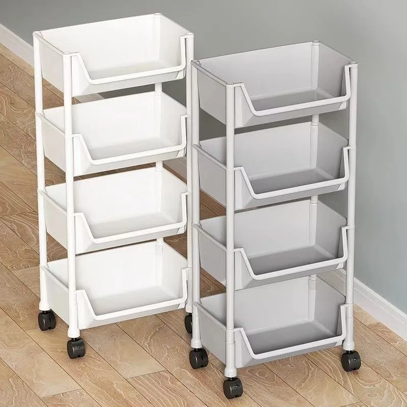 Trolley Bookshelf Portable Kitchen Storage Rack Living Room Mobile Display Cabinet Corner Movable for storage rack kitchen storage cart