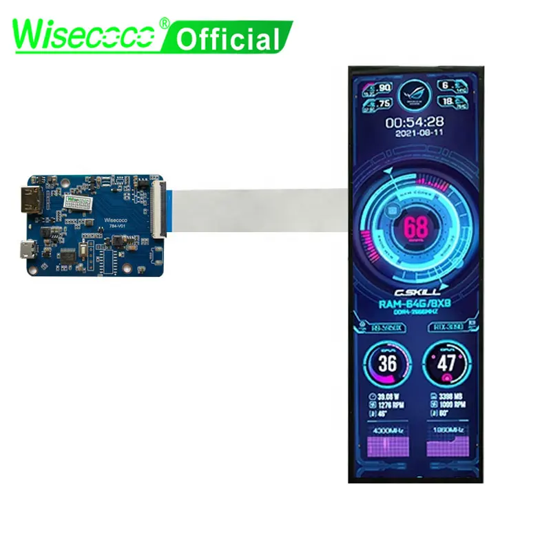 Wisecoco 7.9 Polegada Display Secundário para pc Monitoramento Mini Cpu Gpu Ram Wide Lcd 480×1280 Tela Aida64 Ips