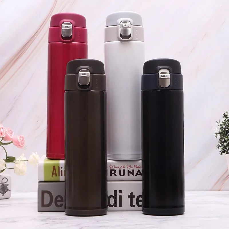 Stainless Steel Bouncing Cover Vacuum Flask Thermos Water Bottle