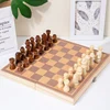 Chess Set Foldable Portable Solid Wood Chess Board Educational Games for Students and Kids Christmas Gift 2