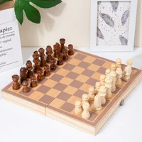 Chess Set Foldable Portable Solid Wood Chess Board Educational Games for Students and Kids Christmas Gift 2