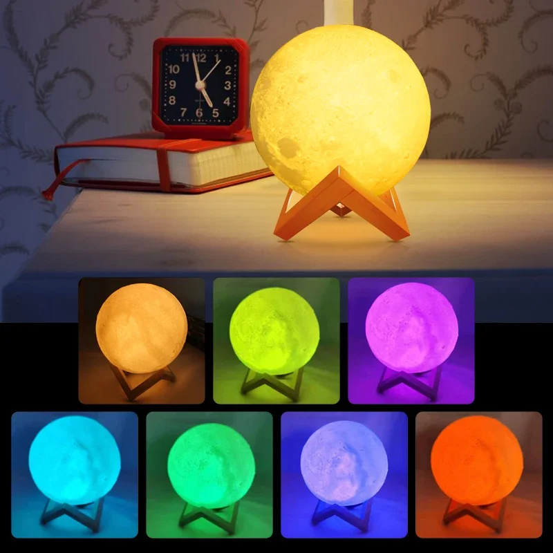 

Novelty Lighting2024 Moon Lamp LED with Stand Starry Night Light New 3D Kids Gift for Bedroom Aesthetic
