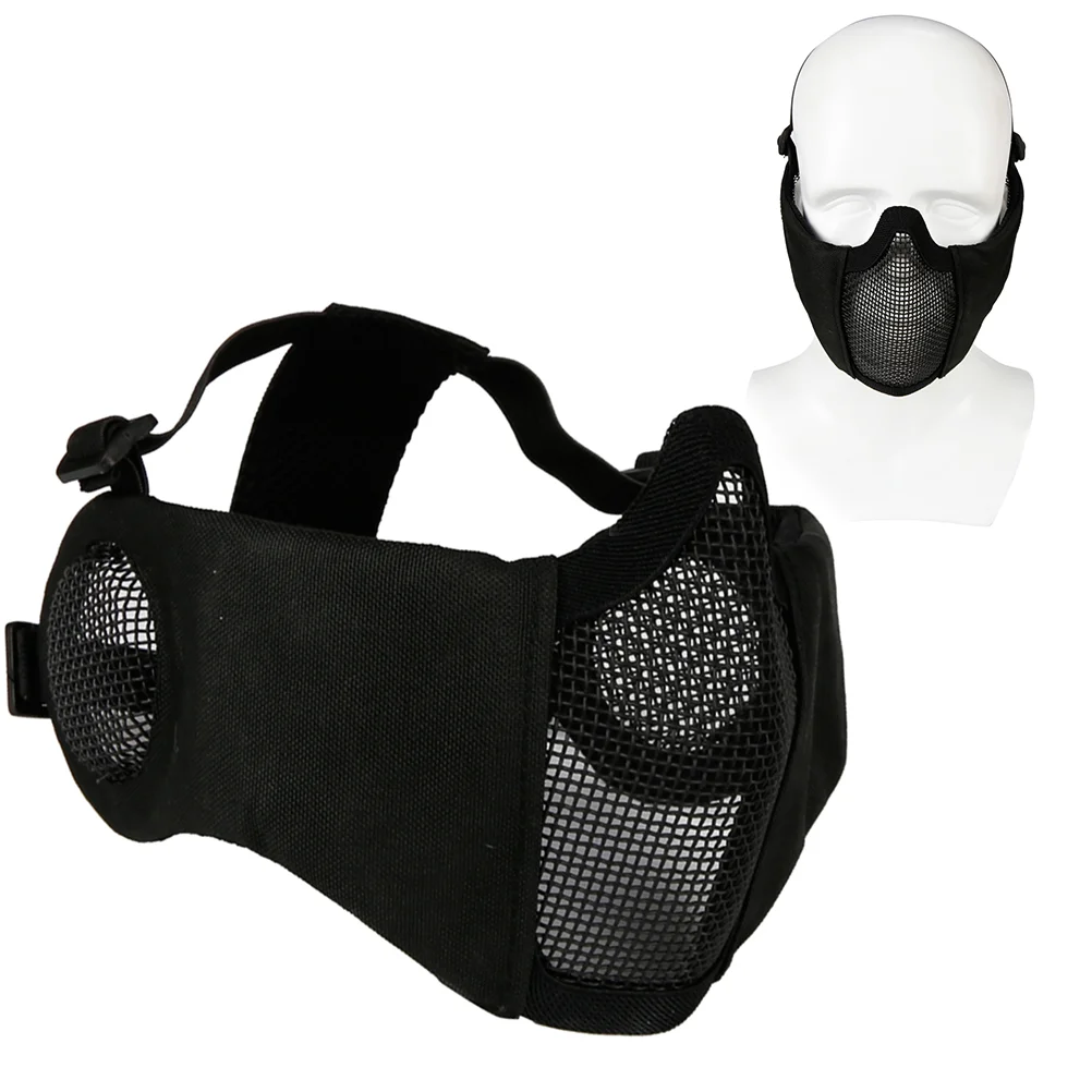 

and CS Foldable Half Face Low-carbon Steel Mesh Style Comfortable Adjustable Protective Mask (Black)