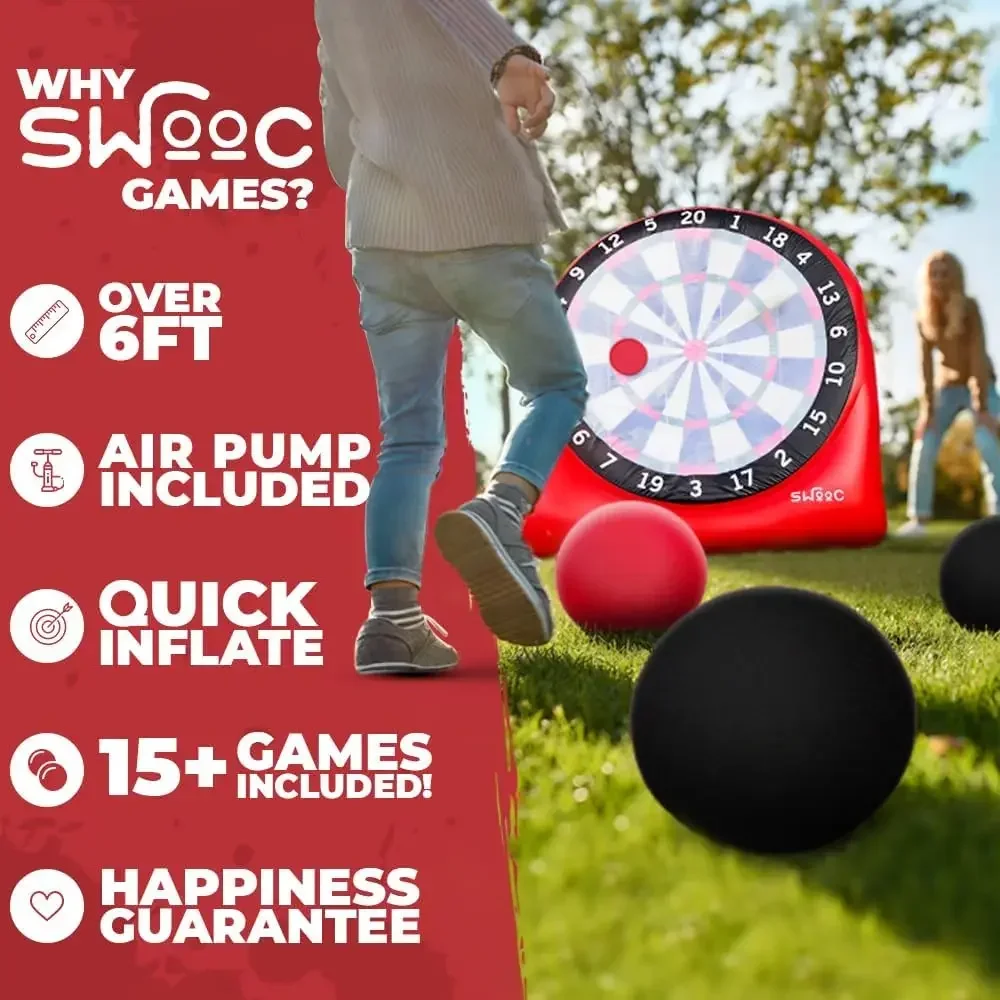 Giant Kick Darts Over 6ft Tall with 15+ Games Included Jumbo Soccer Darts with Air Pump Big Inflatable Games