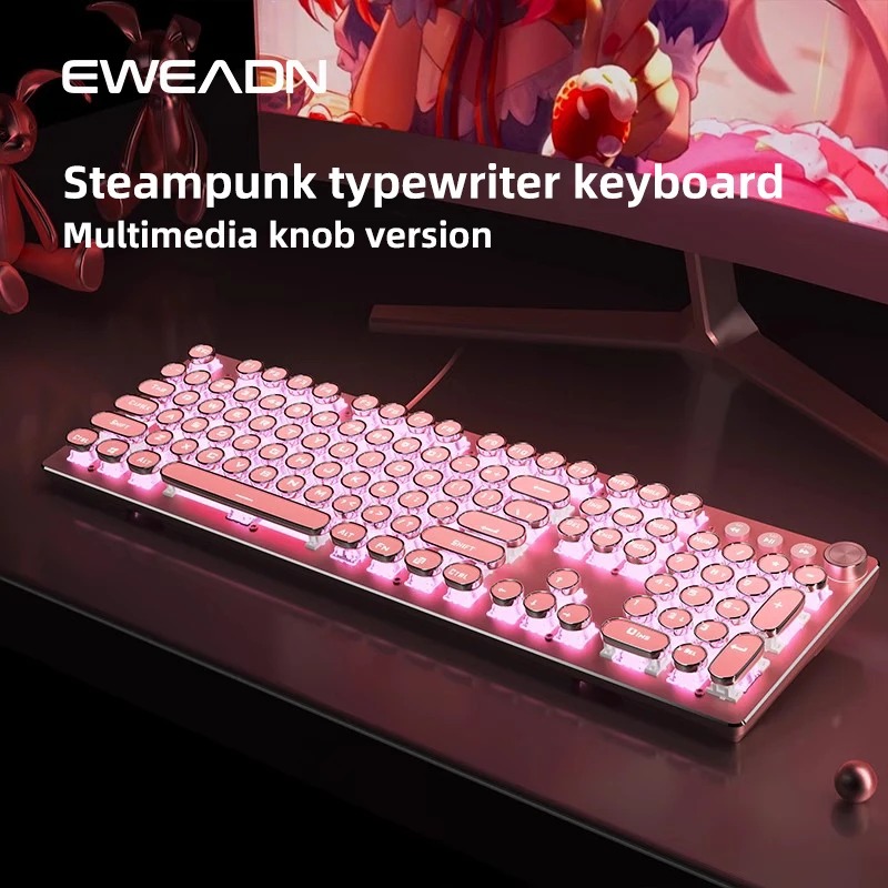 ピンク‪‪♡EWEADNタイプライター風キーボード タイプライターがパンク‬‬