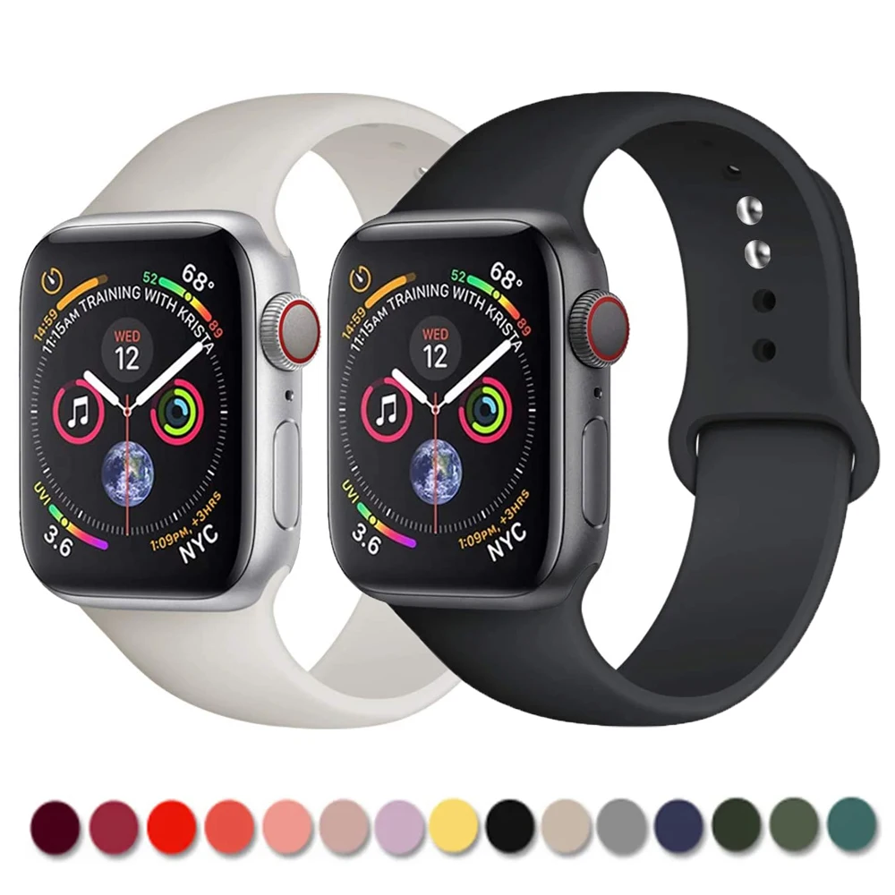 Siliconen Band Voor Appel Horlogeband 45Mm 44Mm 41Mm 42Mm 40Mm 49Mm 38Mm Correa Armband Iwatch Serie 9 8 5 4 8 6 Se 7 Ultra 2