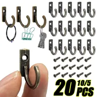 5/10/20PCS Small Antique Hooks Wall Hanger Curved Buckle Horn Lock Clasp Hook for Wooden Jewelry Box Hardware Home Coats Hat 1